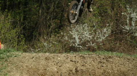 Jumping motocross bikes Stock Footage 697034