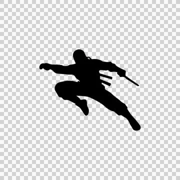 Jumping Ninja Attack Silhouette Illustration Design Stock Illustration