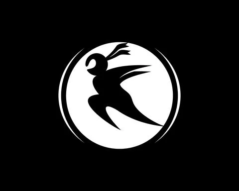 Jumping ninja with moonlight behind Stock Illustration