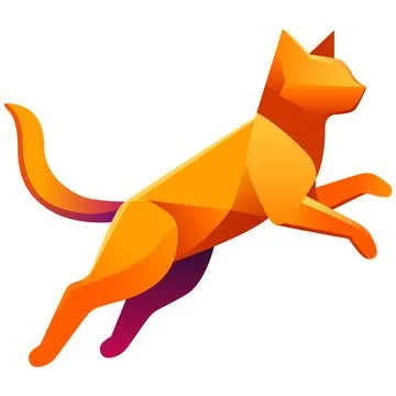 Jumping Origami Cat Vector Illustration Stock Illustration