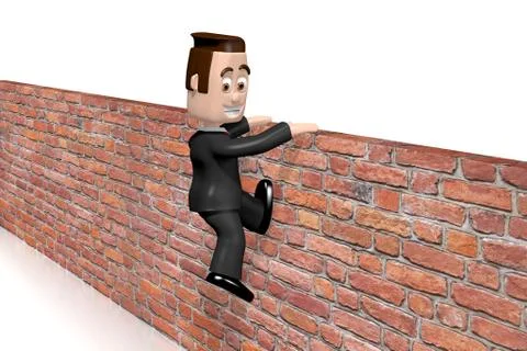 Jumping over wall/ conquering adversity/ overcoming problems concept Ilustración de archivo