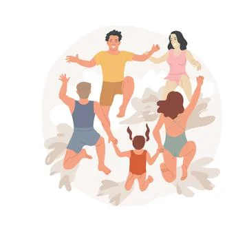 Jumping into pool abstract concept vector illustration. Illustrazione stock