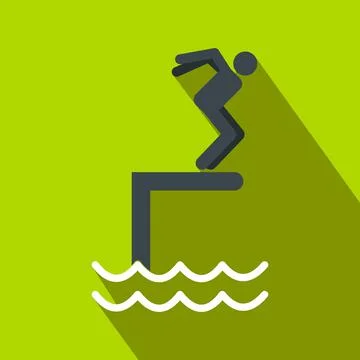 Jumping in a pool flat icon Stock Illustration