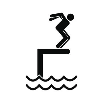 Jumping in a pool icon Stock Illustration
