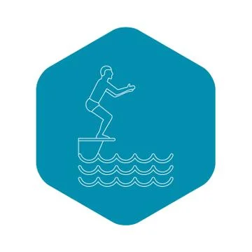 Jumping in a pool icon, simple style イラスト素材
