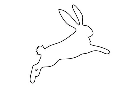Jumping Rabbit outline. Easter Bunny. Isolated on white background. A simple  Stock Illustration