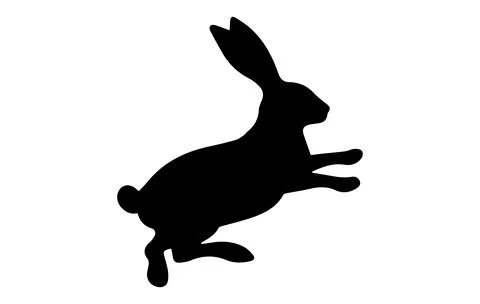 Jumping Rabbit silhouette. Easter Bunny. Isolated on a white background. Simp Stock Illustration