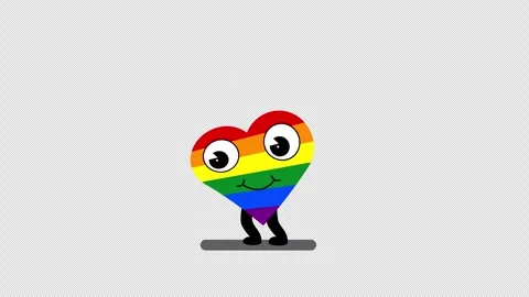 Jumping Rainbow Heart Sticker for Pride Month Stock Footage 306594784