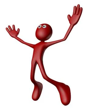 Jumping red guy on white background - 3d illustration Stock Illustration