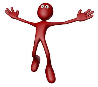 Jumping red guy on white background - 3d illustration Stock Illustration