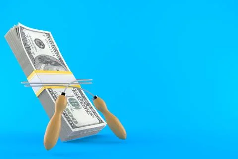 Jumping rope with dollars Stock Illustration