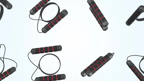 Jumping Rope Falling on a Light Blue Background. Skipping Rope 3D. 4K Stock Footage 310165418