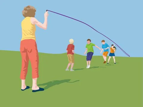 Jumping Rope at Playground Illustrazione stock