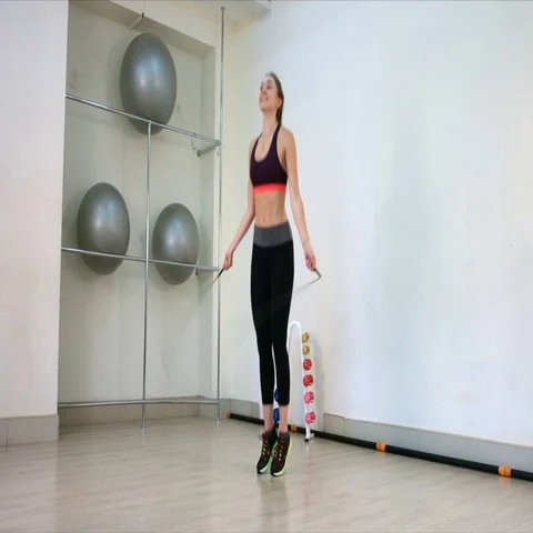 Jumping rope. Slow motion Stock Footage 69706684