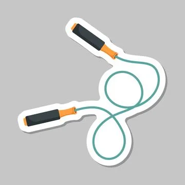 Jumping rope sticker icon in flat style. Gymnastic equipment vector illustr.. Illustration