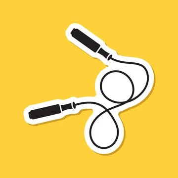 Jumping rope sticker icon in flat style. Gymnastic equipment vector illustr.. Illustration