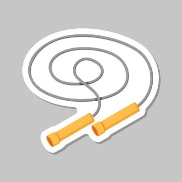 Jumping rope sticker icon in flat style. Gymnastic equipment vector illustr.. Illustration