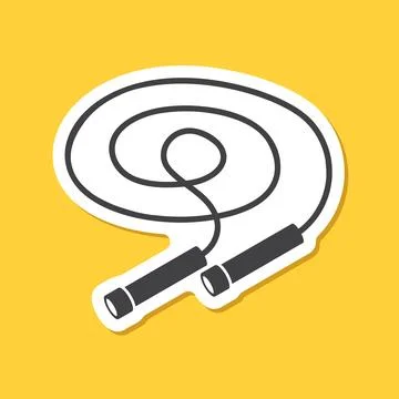 Jumping rope sticker icon in flat style. Gymnastic equipment vector illustr.. Illustration