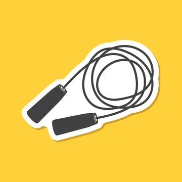 Jumping rope sticker icon in flat style. Gymnastic equipment vector illustr.. Illustration