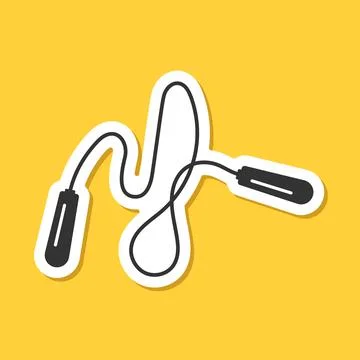 Jumping rope sticker icon in flat style. Gymnastic equipment vector illustr.. Illustration
