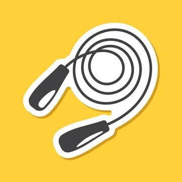 Jumping rope sticker icon in flat style. Gymnastic equipment vector illustr.. Stock Illustration