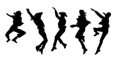 Jumping Runway Model Silhouette Set Stock Illustration