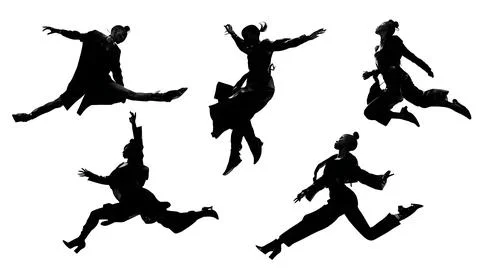 Jumping Runway Model Silhouette Set Stock Illustration