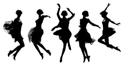 Jumping Runway Model Silhouette Set Stock Illustration