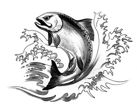 Jumping salmon Illustrazione stock