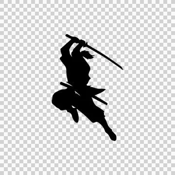 Jumping Samurai Attack Silhouette Illustration Design Stock Illustration