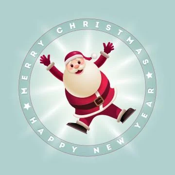 Jumping Santa Card Stock Illustration