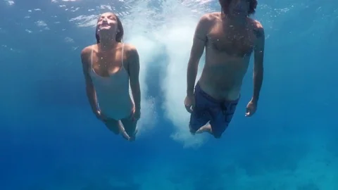 Jumping in to the sea Video stock 72290906