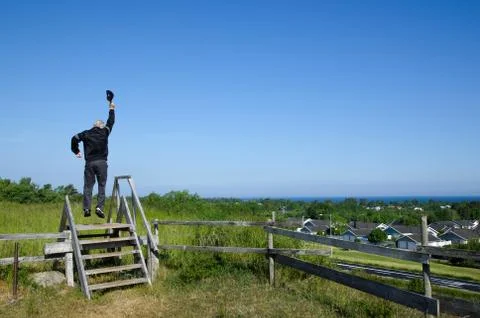 Jumping senior Stock Photos
