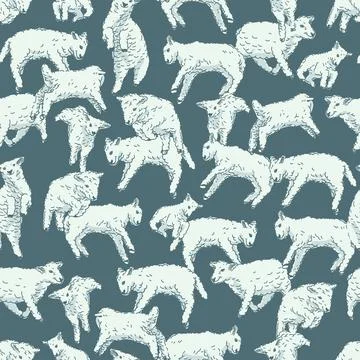 Jumping sheeps seamless pattern. Sleep themed vector illustration Stock Illustration