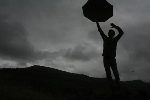 Jumping silhouette Stock Photos