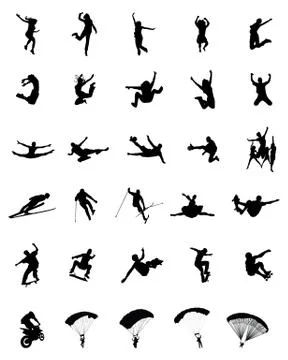 Jumping silhouettes Stock Illustration