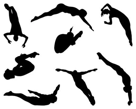 Jumping silhouettes Stock Illustration