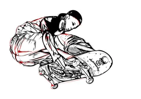 Jumping skateboarder Stock Illustration