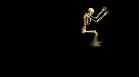 Jumping skeleton W/alpha matte/loopable Stock Footage