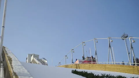 Jumping on the ski jumping Stock Footage 88081900