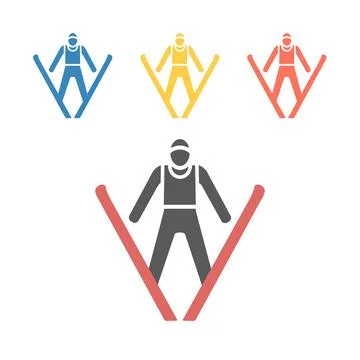 Jumping skier icon. Vector signs for web graphics Stock Illustration