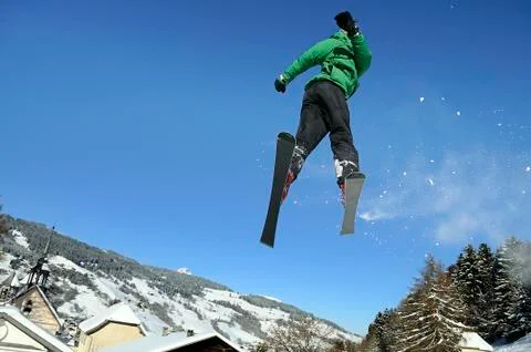 Jumping skier Foto stock