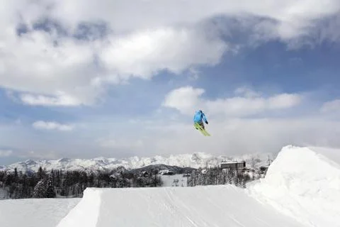 Jumping skier Stock Photos