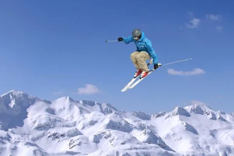 Jumping skier Stock Photos