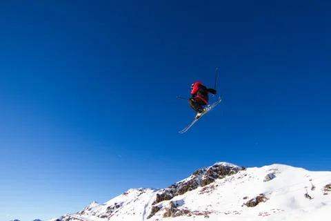 Jumping skier Stock Photos