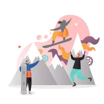Jumping snowboarder vector concept for web banner, website page Stock Illustration