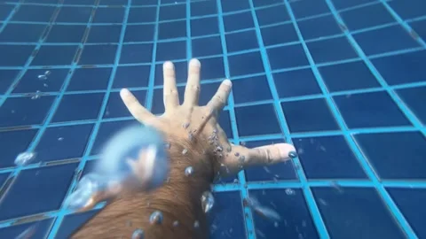 Jumping in swimming pool. The point of view Stock Footage 277606338