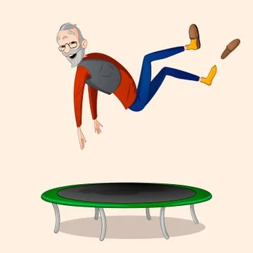 Jumping on trampoline Illustration