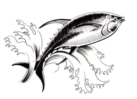 Jumping tuna Stock Illustration