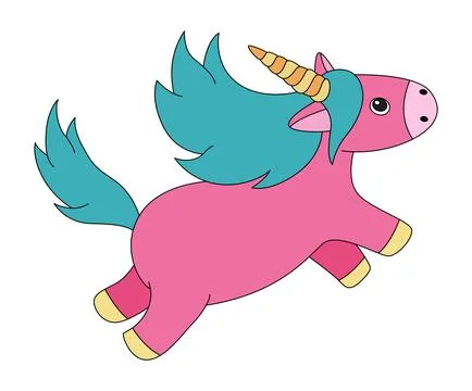 A jumping unicorn on a white background Stock Illustration